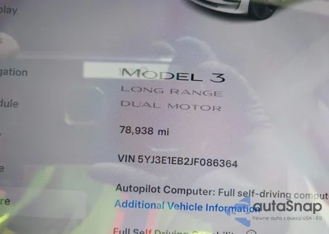 2018 Tesla Model 3 Long Range/Performance from USA, damaged, VIN 5YJ3E1EB2JF086364